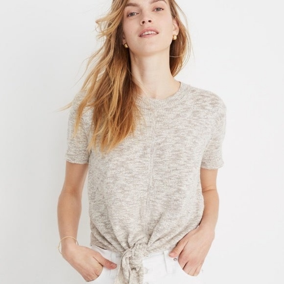 Madewell Tops - Madewell, Knot Front Sweater Tee, Marled Slate, XS